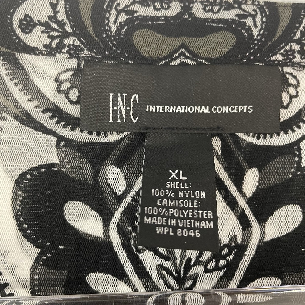 INC International Concepts Top Womens XL Sheer Mesh Boho Fairy Grunge Tie Front - Picture 6 of 8
